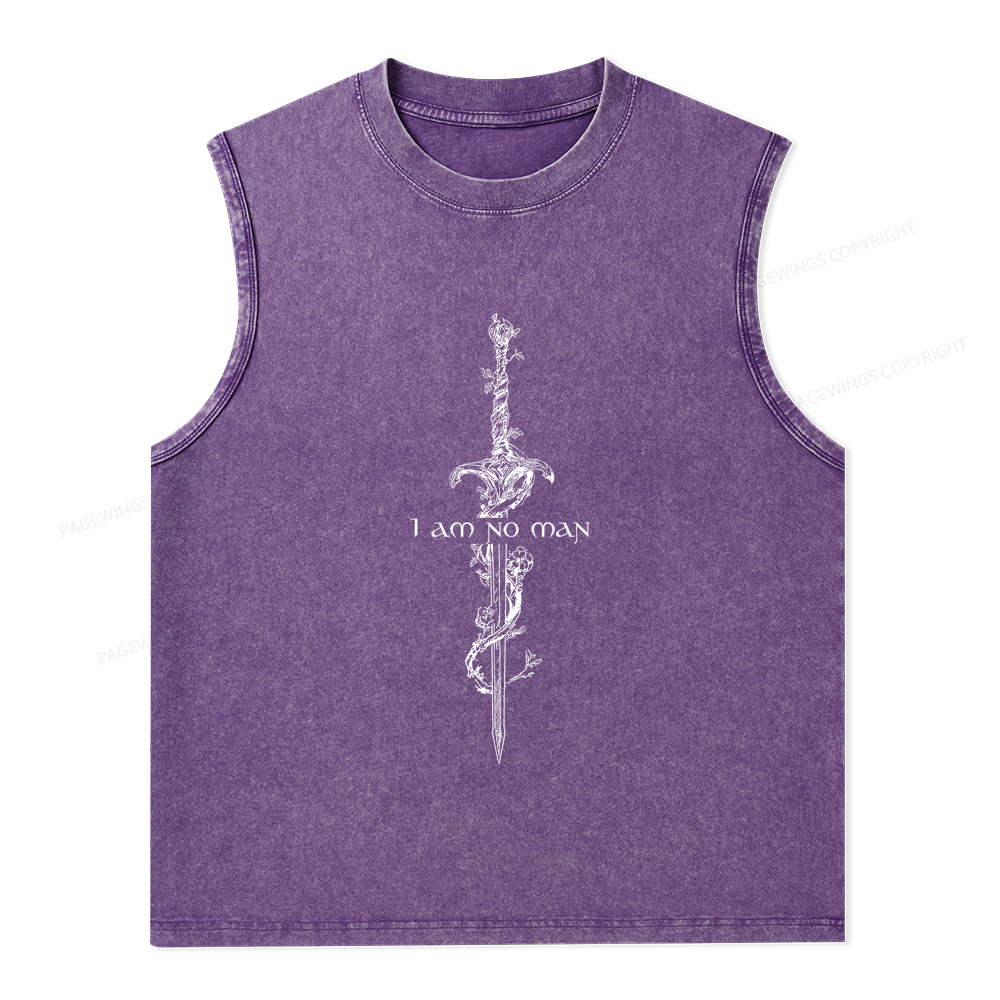 Pagewings I Am No Man Unisex Washed Tank Top