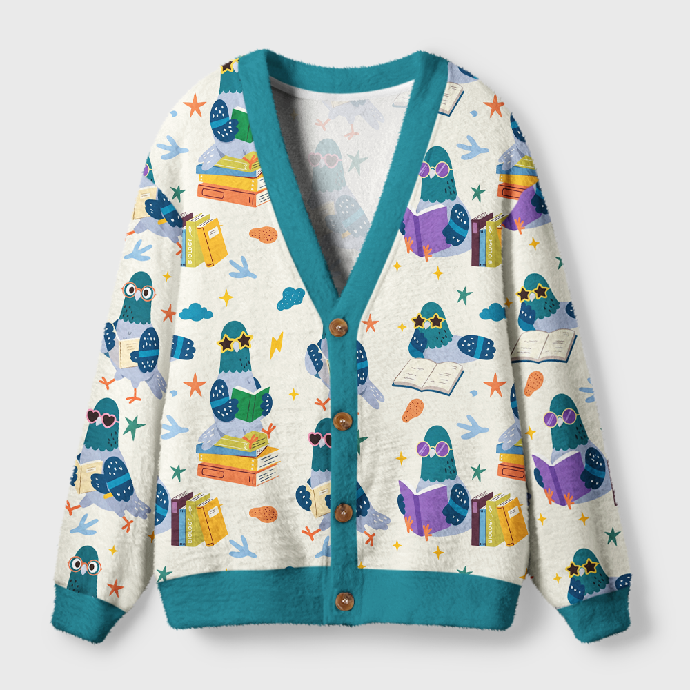 Pagewings Librarian Pigeon Light Knit Unisex Cardigan Sweaters