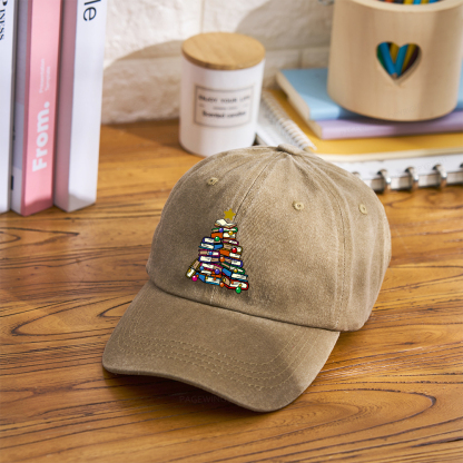 Pagewings Christmas Tree Bookworm Washed Cap
