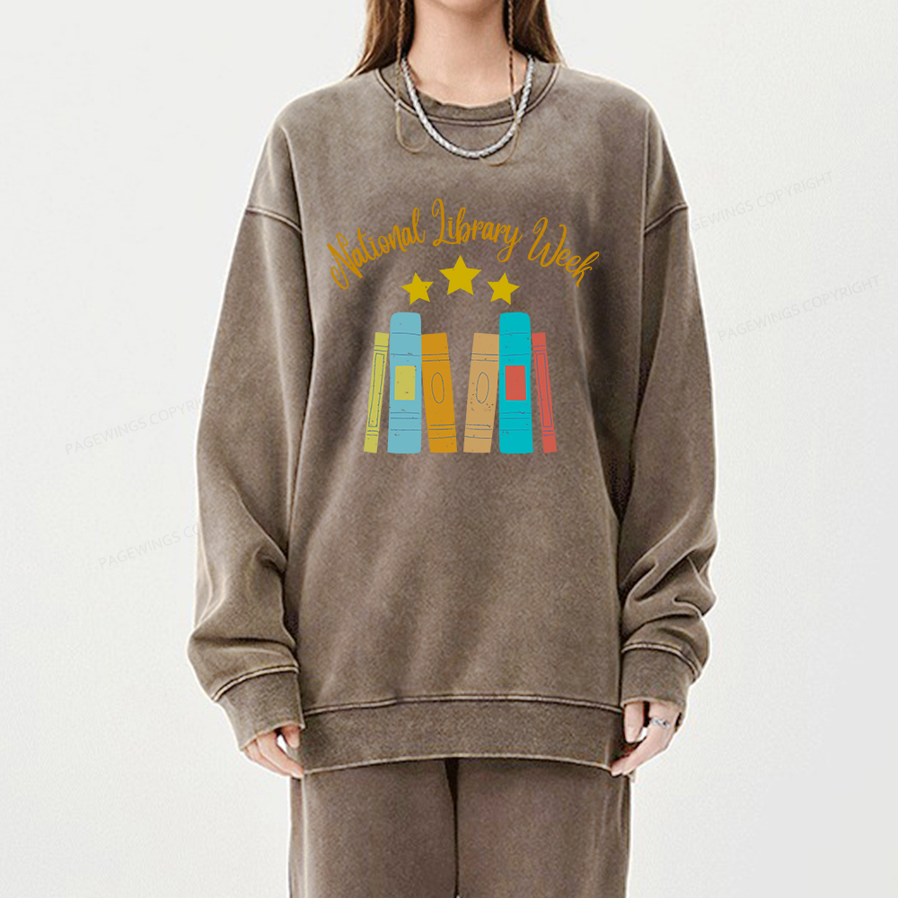 Pagewings National Library Week Unisex Washed Sweatshirt