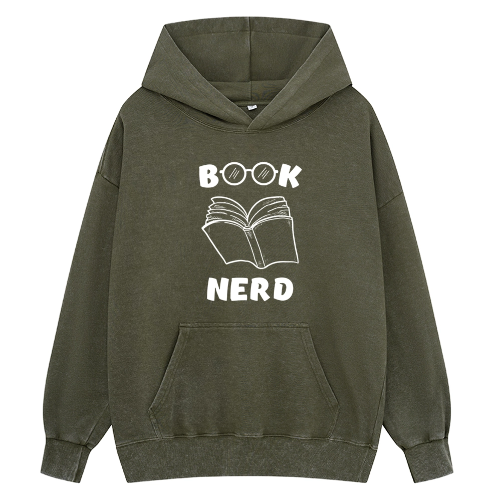 Pagewings Book Nerd Funny Book Unisex Washed Hoodie