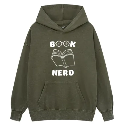 Pagewings Book Nerd Funny Book Unisex Washed Hoodie