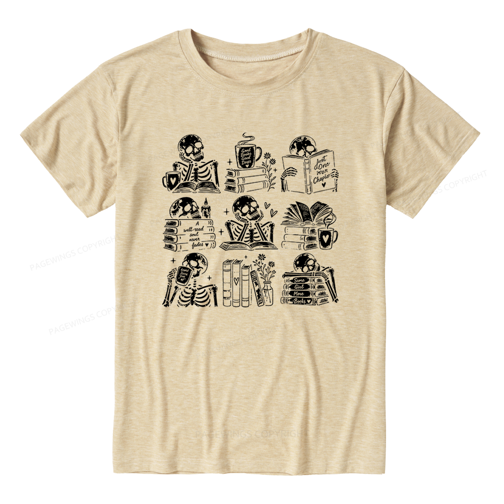 Pagewings Bookish Skeleton Unisex Heather T-Shirt