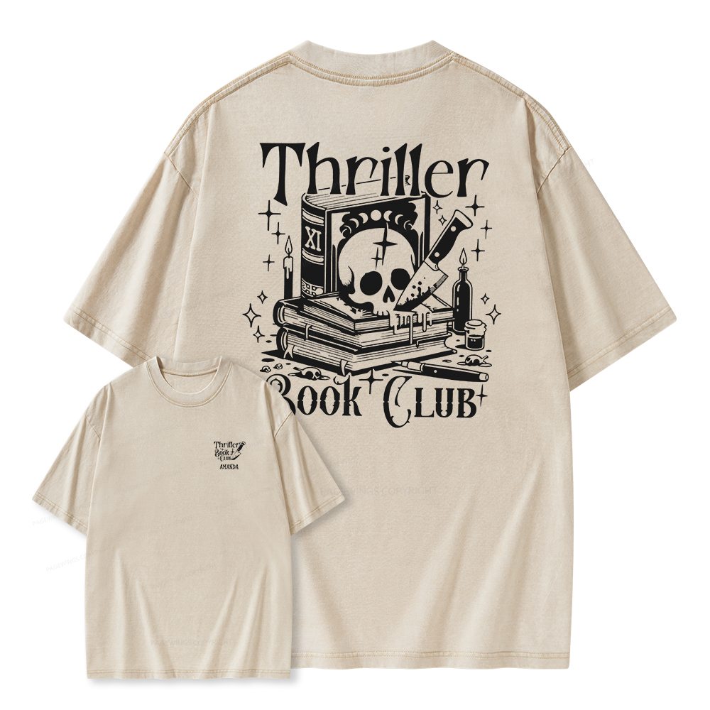 Pagewings Thriller Book Club Shirt Unisex Washed T-shirt