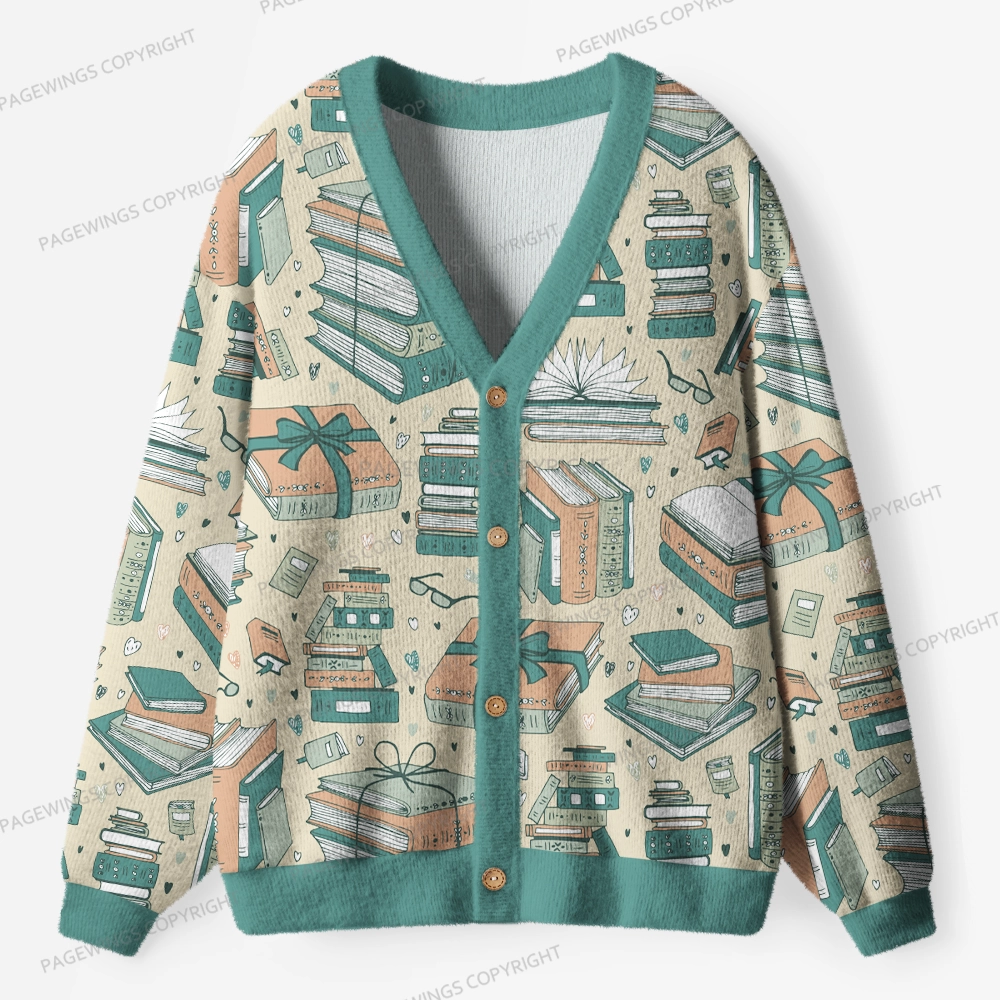 Pagewings Cozy Up With a Good Book Unisex Ugly Cardigan Sweaters