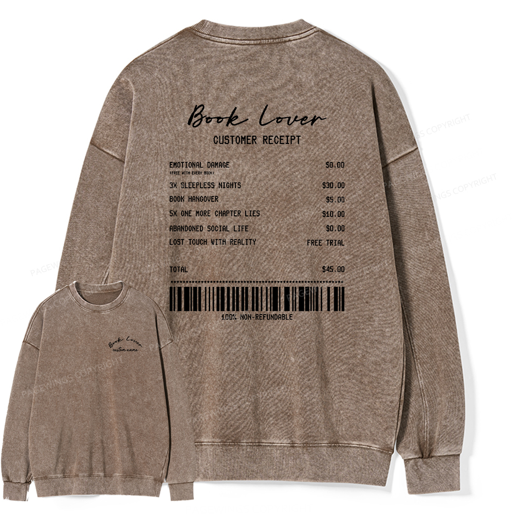 Pagewings Personalized Name Book Lover Unisex Washed Sweatshirt