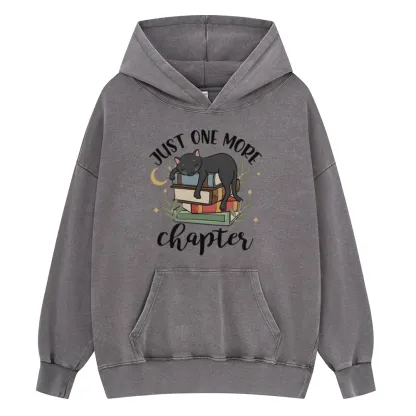 Pagewings Just One More Chapter Adorable Cat Unisex Washed Hoodie