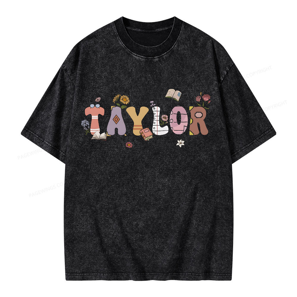 PagewingsPersonalized Gift For Bookish Bookworm Unisex Washed T-shirt