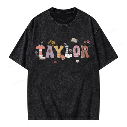 PagewingsPersonalized Gift For Bookish Bookworm Unisex Washed T-shirt