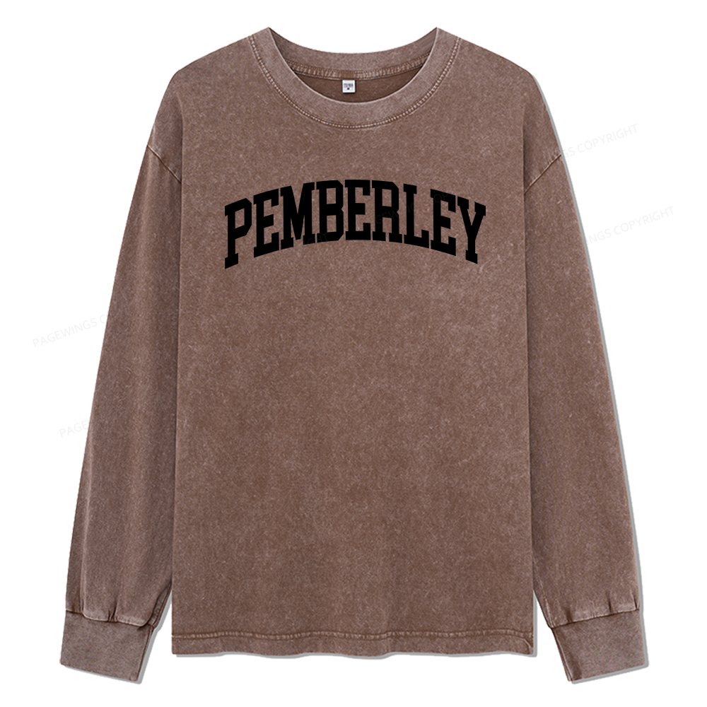 Pagewings Pemberley Bookworm Unisex Washed Long Sleeve T-shirt