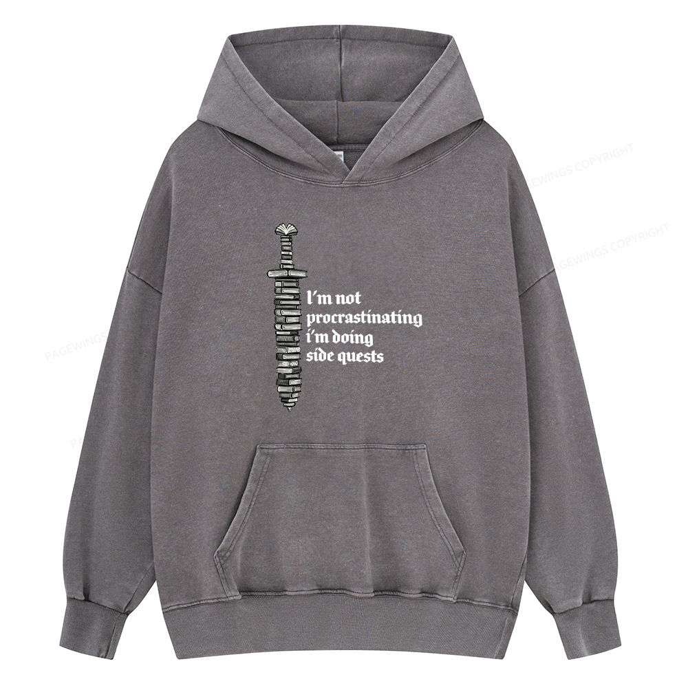 Pagewings I'm Doing Side Quests Unisex Washed Hoodie