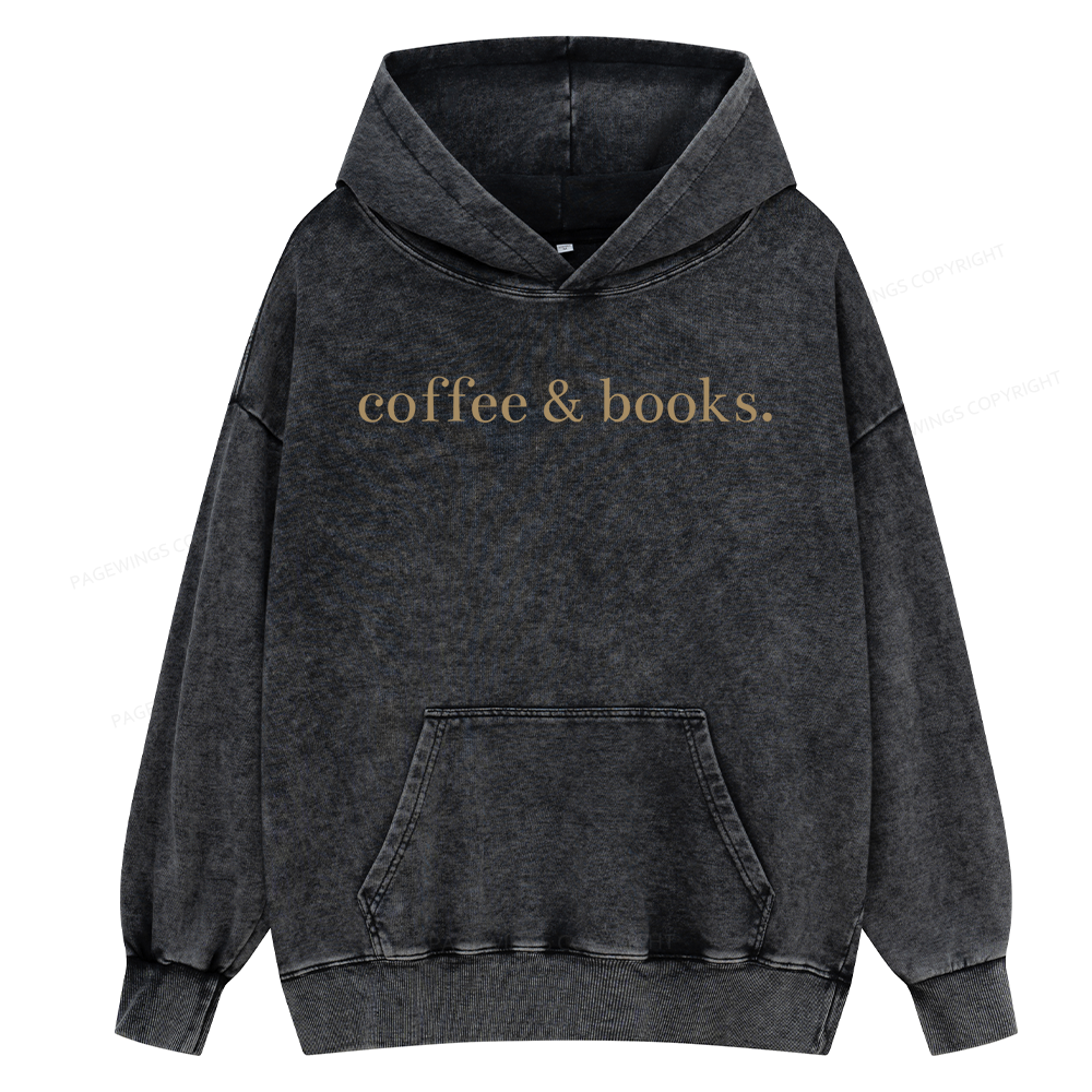 Pagewings Coffee & Books Are All my favorites Unisex Washed Hoodie