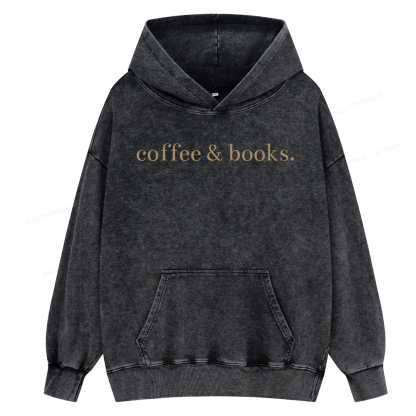 Pagewings Coffee & Books Are All my favorites Unisex Washed Hoodie