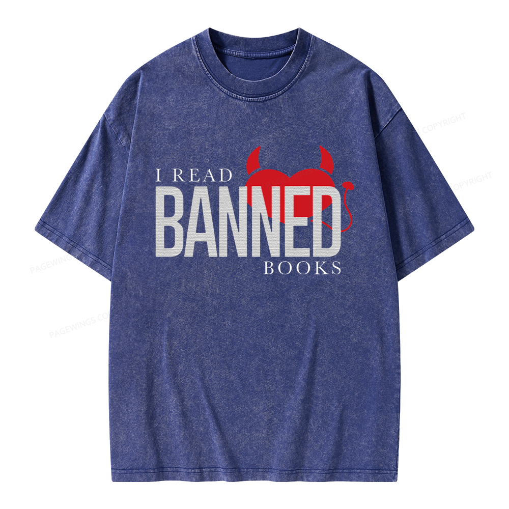 Pagewings I Read Banned Books Unisex Washed T-shirt