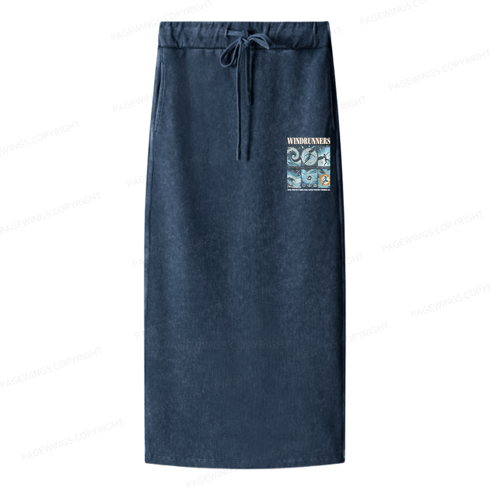 Pagewings Windrunners Women Washed Long Skirts
