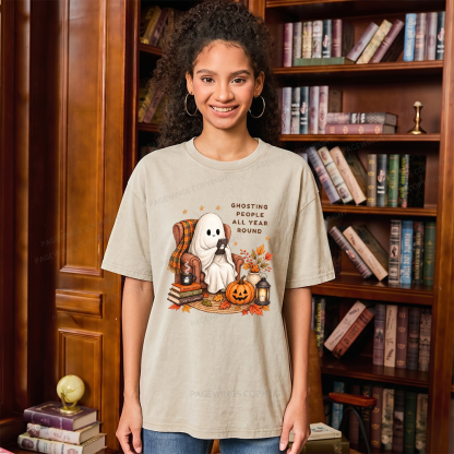 Pagewings Fall Coffee Bool Lover Unisex Washed T-shirt