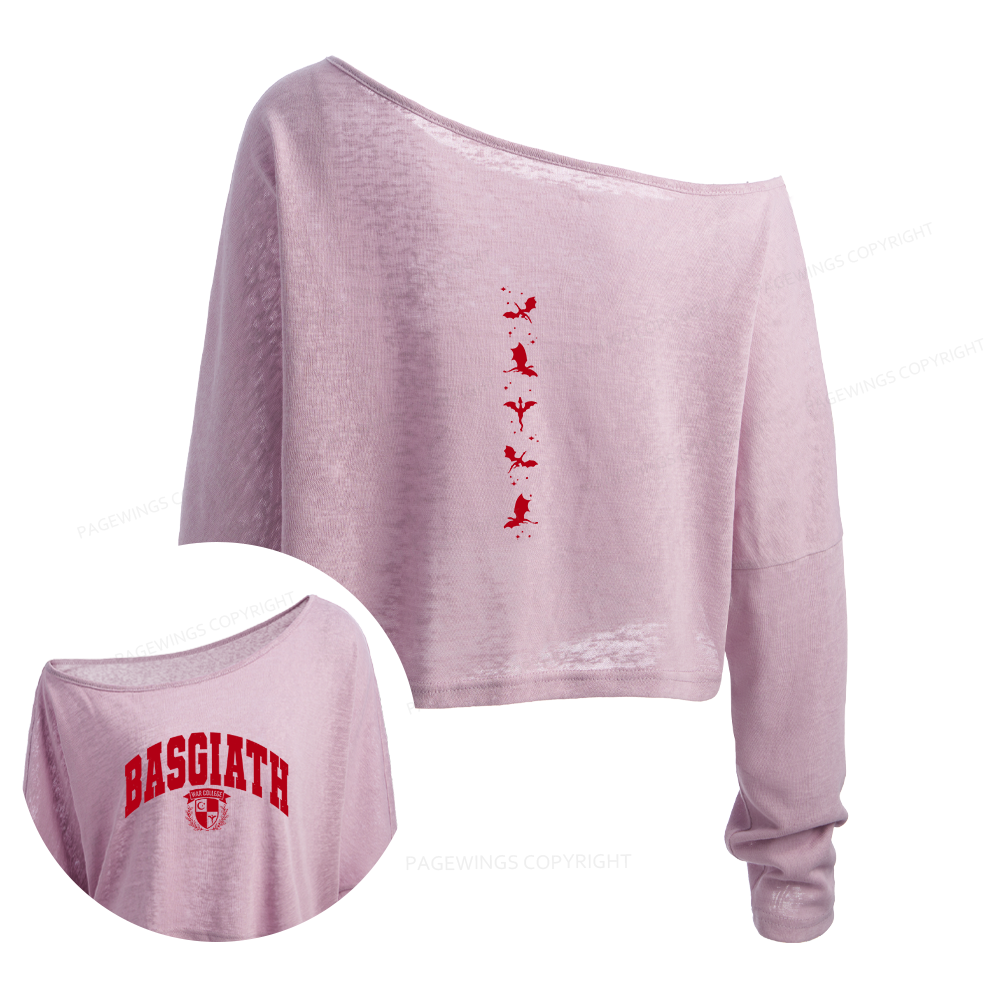 Pagewings Fantasy Bookish Slouchy Long Sleeve Off Shoulder T-shirt