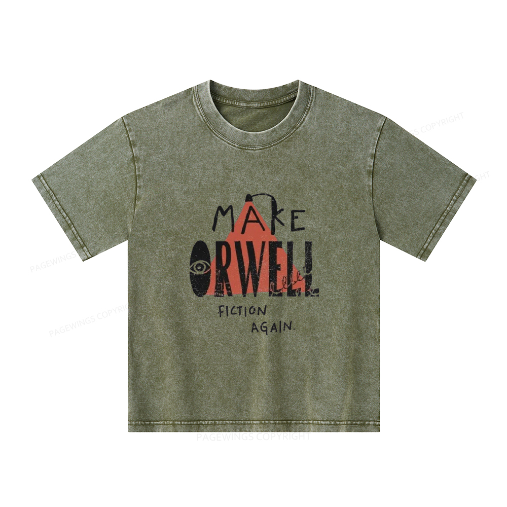 Pagewings Make Orwell Fiction Again Unisex Kids Washed T-shirt