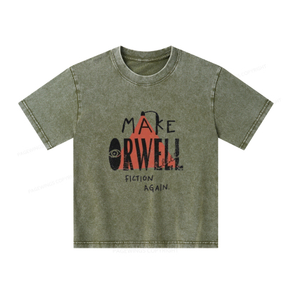 Pagewings Make Orwell Fiction Again Unisex Kids Washed T-shirt