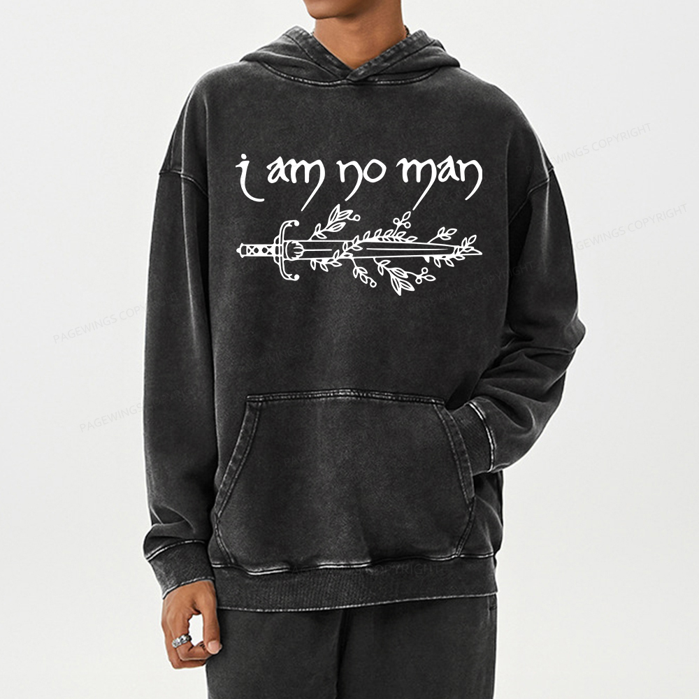 Pagewings I Am No Man Unisex Washed Hoodie