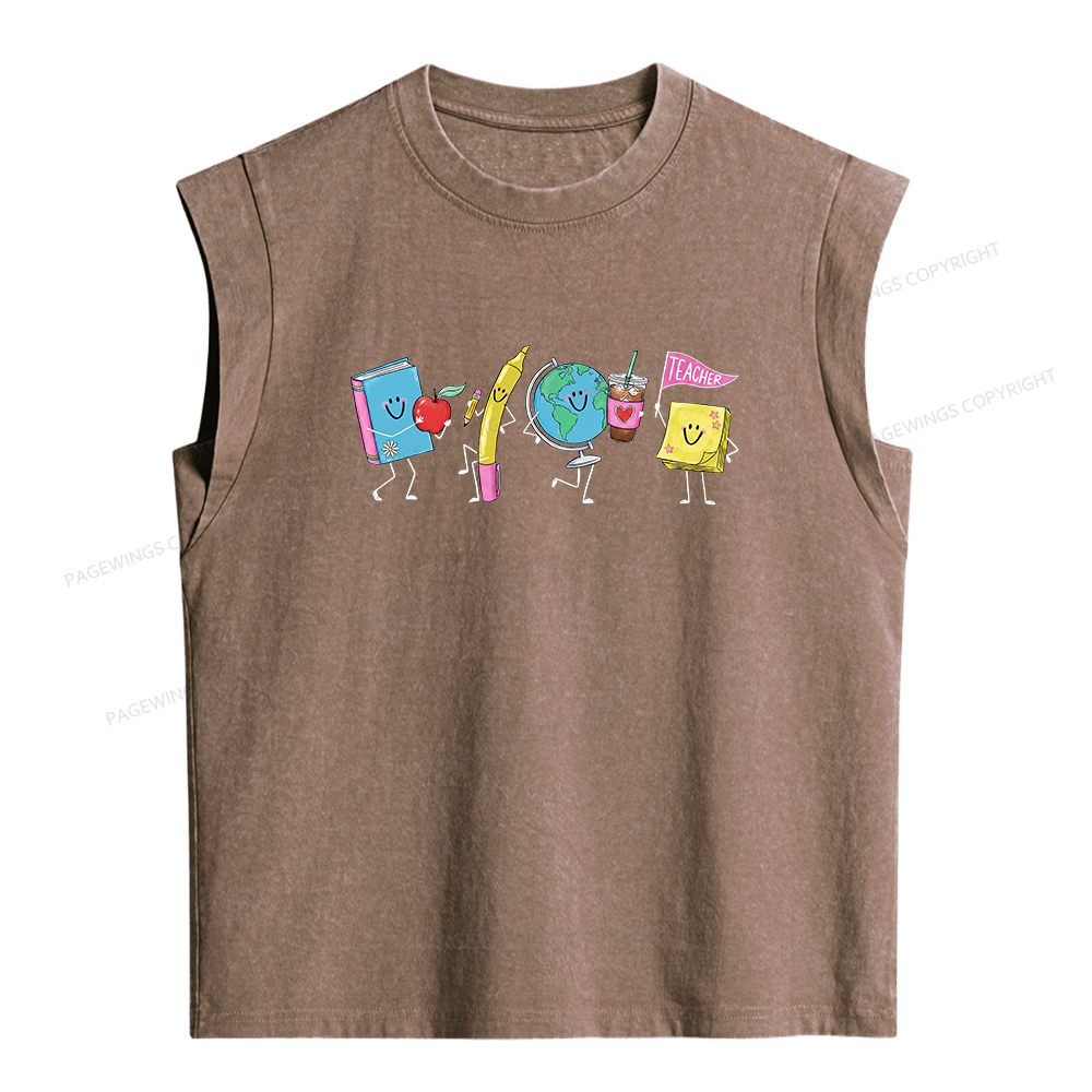 Pagewings Back to School Women's Washed Tank Top