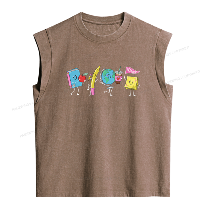 Pagewings Back to School Women's Washed Tank Top