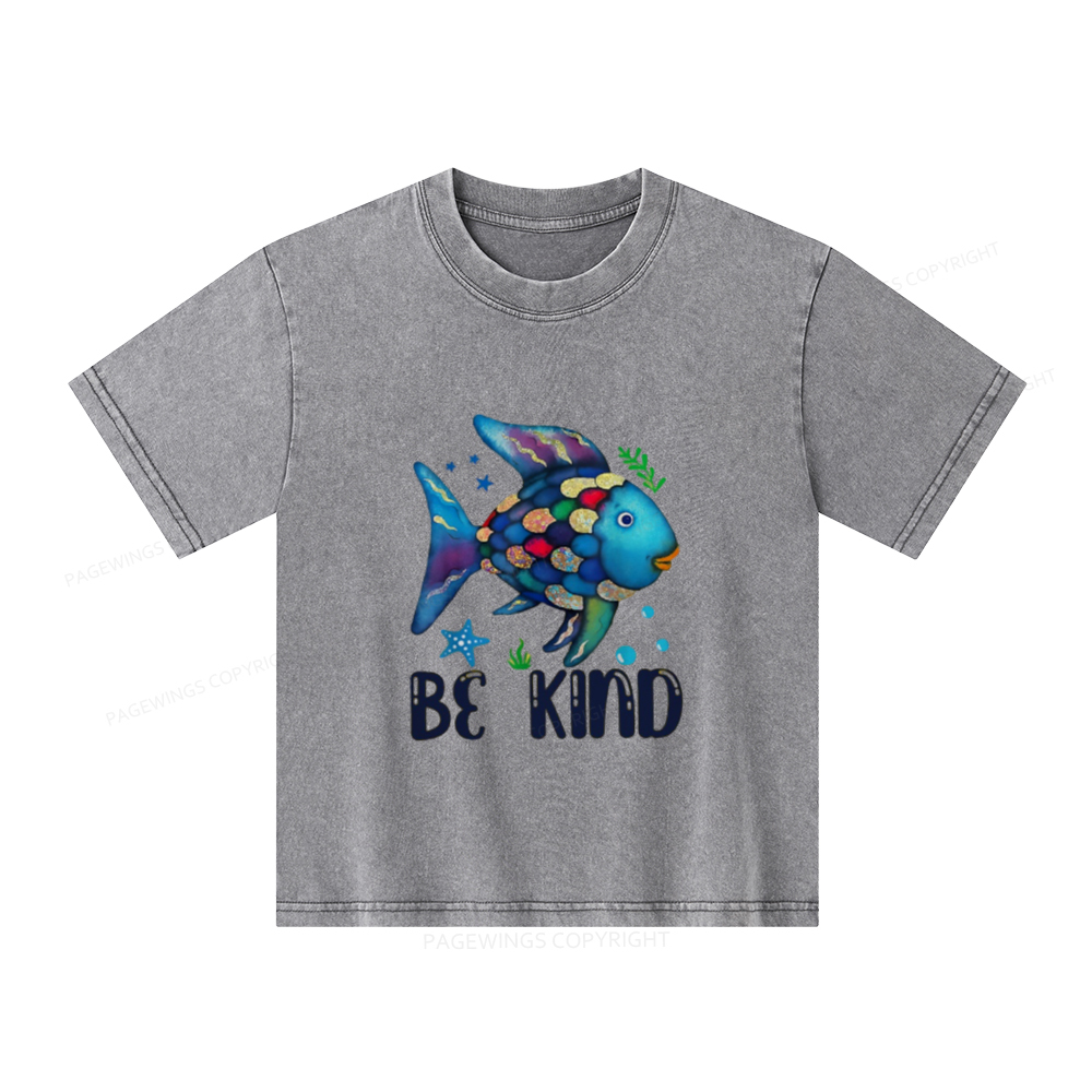 Pagewings Be Kind Book Unisex Kids Washed T-shirt