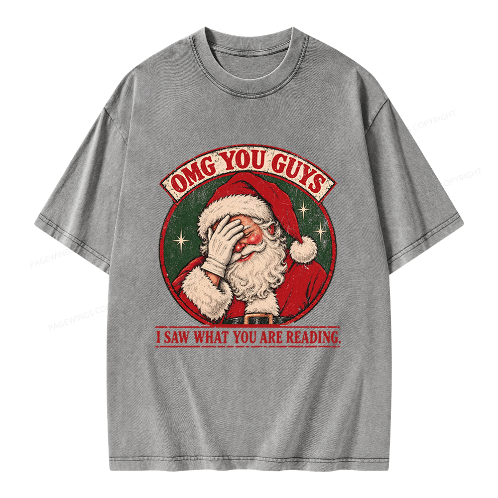 Pagewings Christmas OMG Guys Saw What Reading Unisex Washed T-shirt