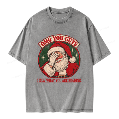 Pagewings Christmas OMG Guys Saw What Reading Unisex Washed T-shirt