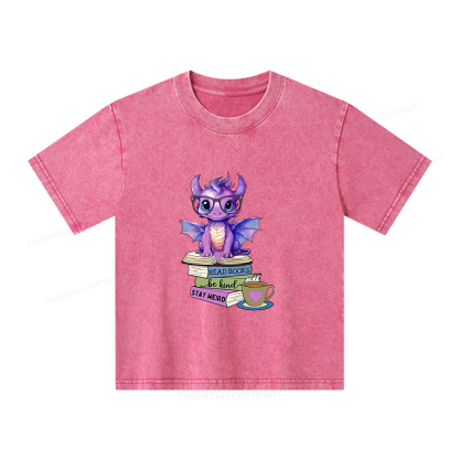 Pagewings Dragon Read Books Be Kind Stay Weird Unisex Kids Washed T-shirt