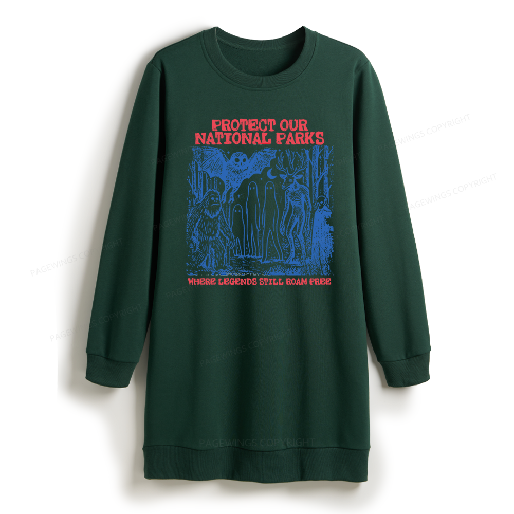 Pagewings Protect Our Parks Vintage Camping Sweatshirt Dress