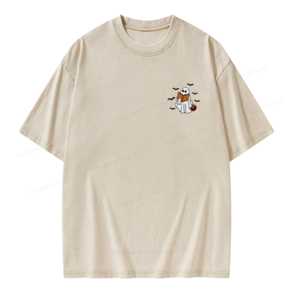 Pagewings Embroidered Book Lover Halloween Unisex Washed T-shirt