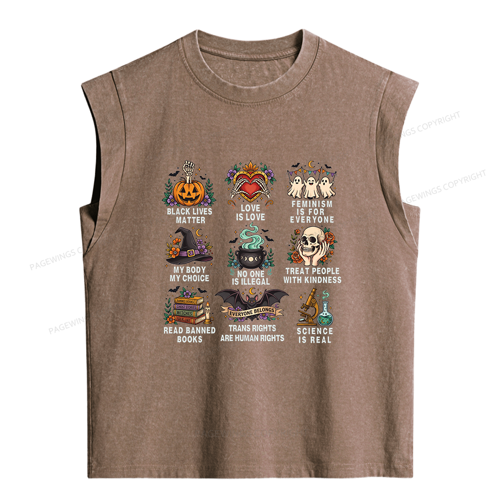Pagewings Inclusive Halloween Women's Washed Tank Top