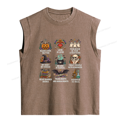 Pagewings Inclusive Halloween Women's Washed Tank Top