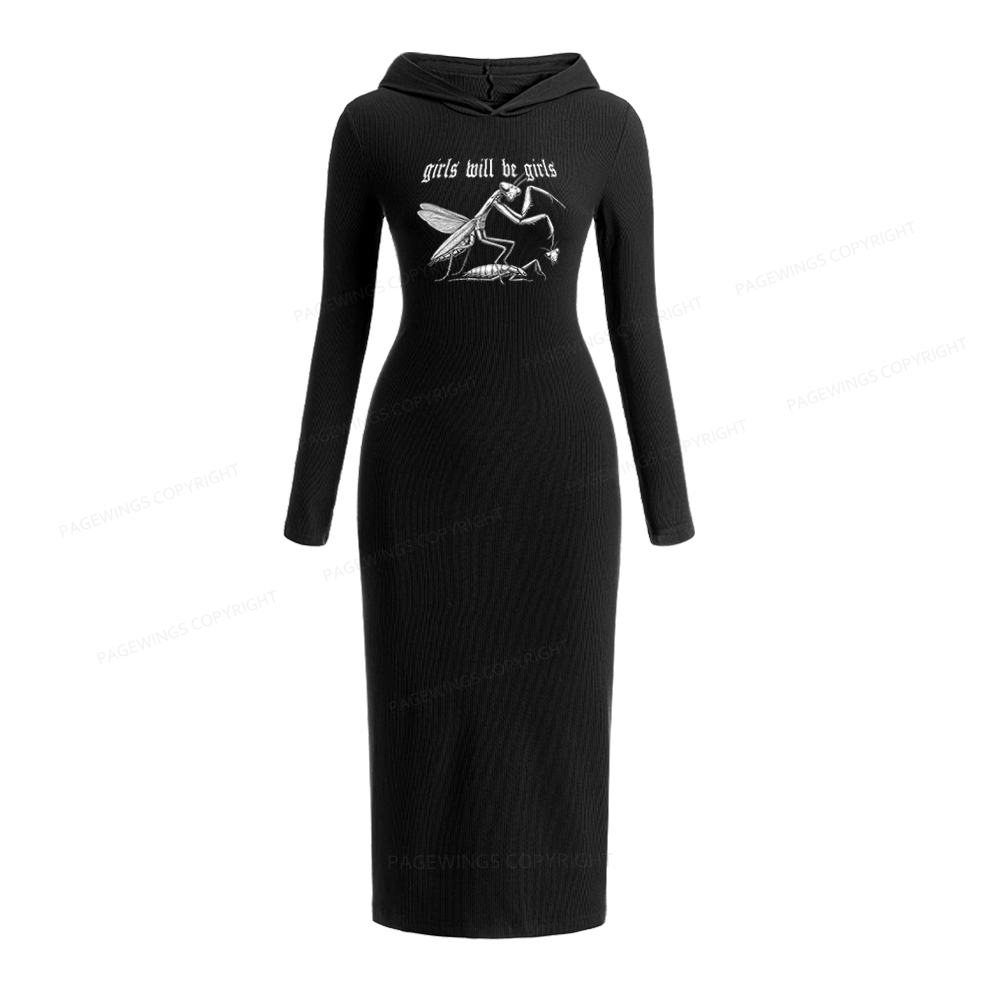 Pagewings Girls Will Be Girls Hooded Knit Dress