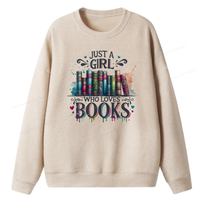 Pagewings Just A Girl Who Loves Books Unisex Knit Sweatshirt