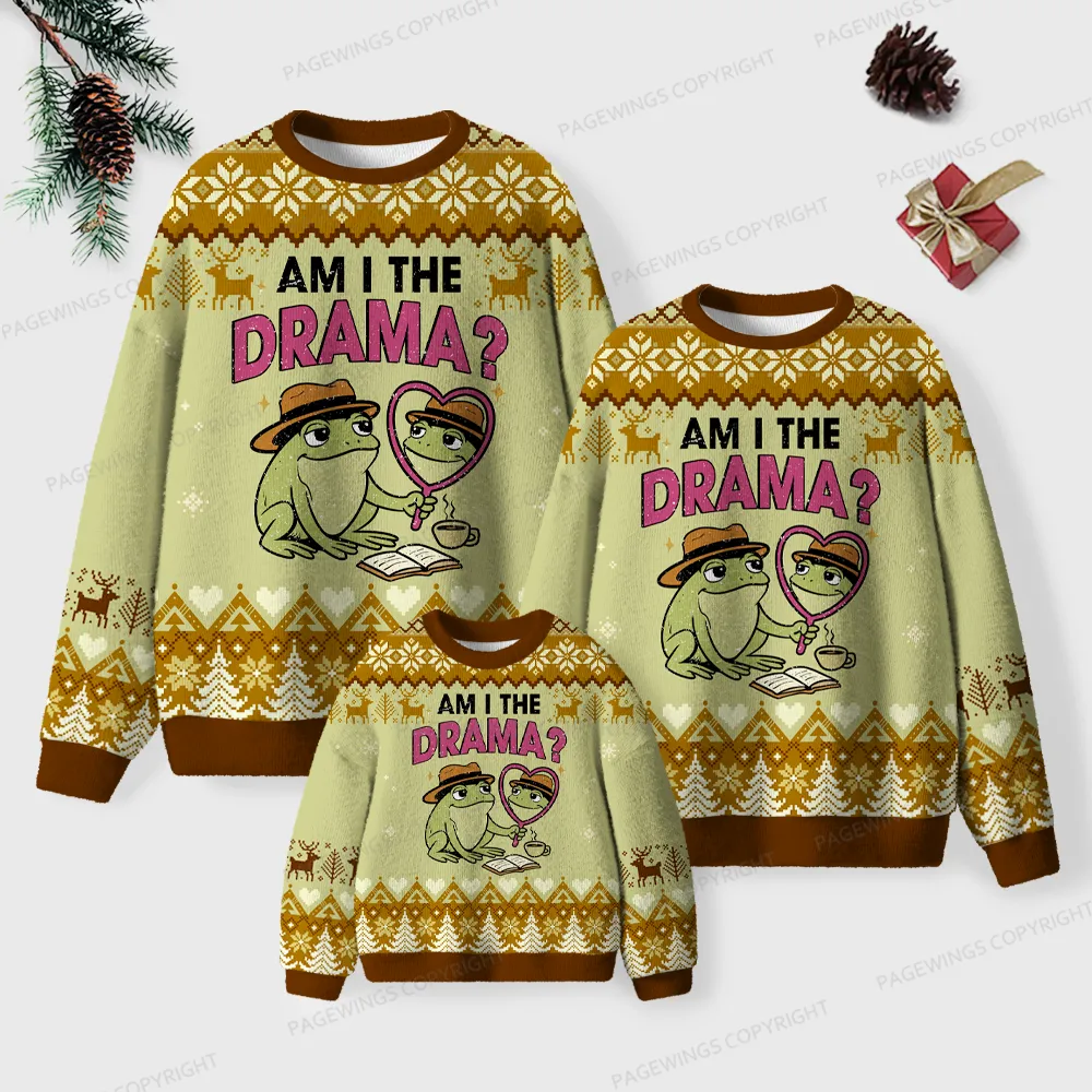 Pagewings Am I The Drama Unisex Ugly Knit Sweatshirt