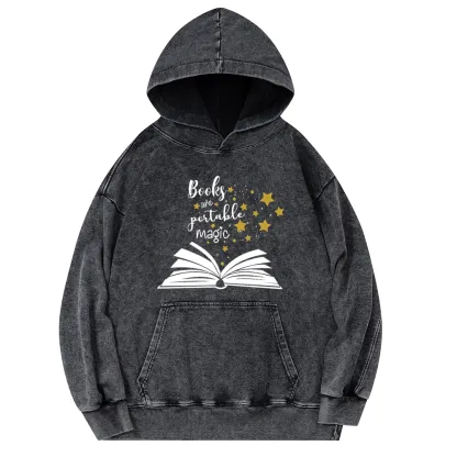 Pagewings Book Are Portable Magic Unisex Washed Hoodie