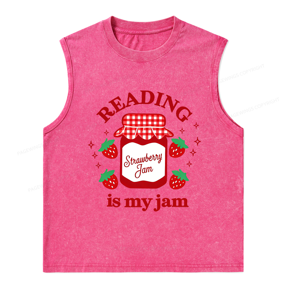 Pagewings Valentines Day Reading is My Jam Unisex Washed Tank Top
