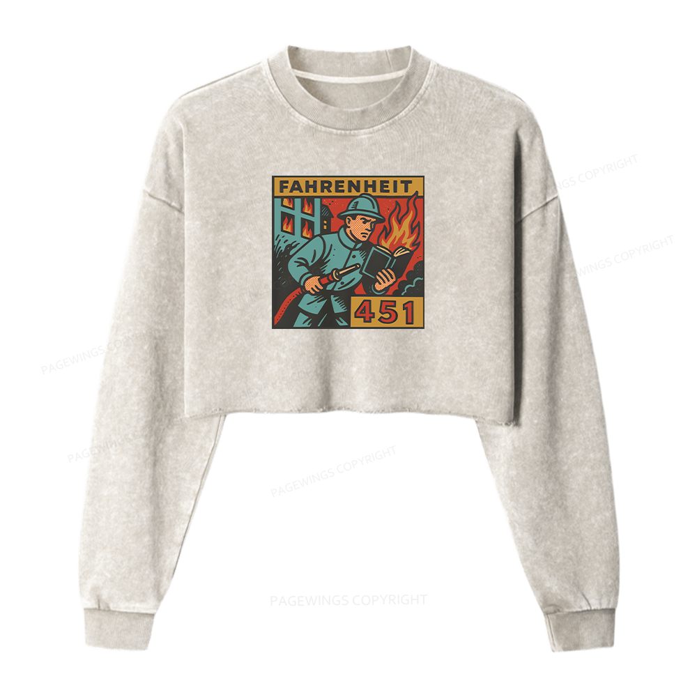 Pagewings Literature 451 Washed Crop Sweatshirt