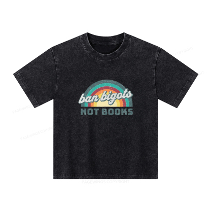 Pagewings Ban Bigots Not Books Unisex Kids Washed T-shirt