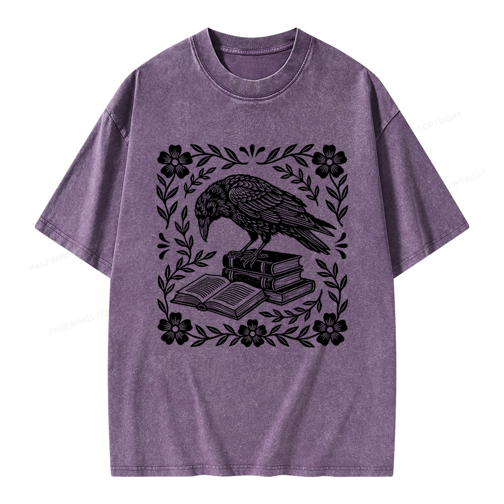 Pagewings Bookish Raven Unisex Washed T-shirt