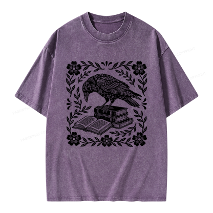 Pagewings Bookish Raven Unisex Washed T-shirt