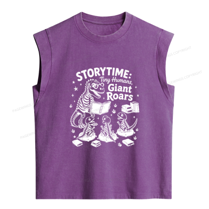 Pagewing School Librarian Dinosaur Women's Washed Tank Top