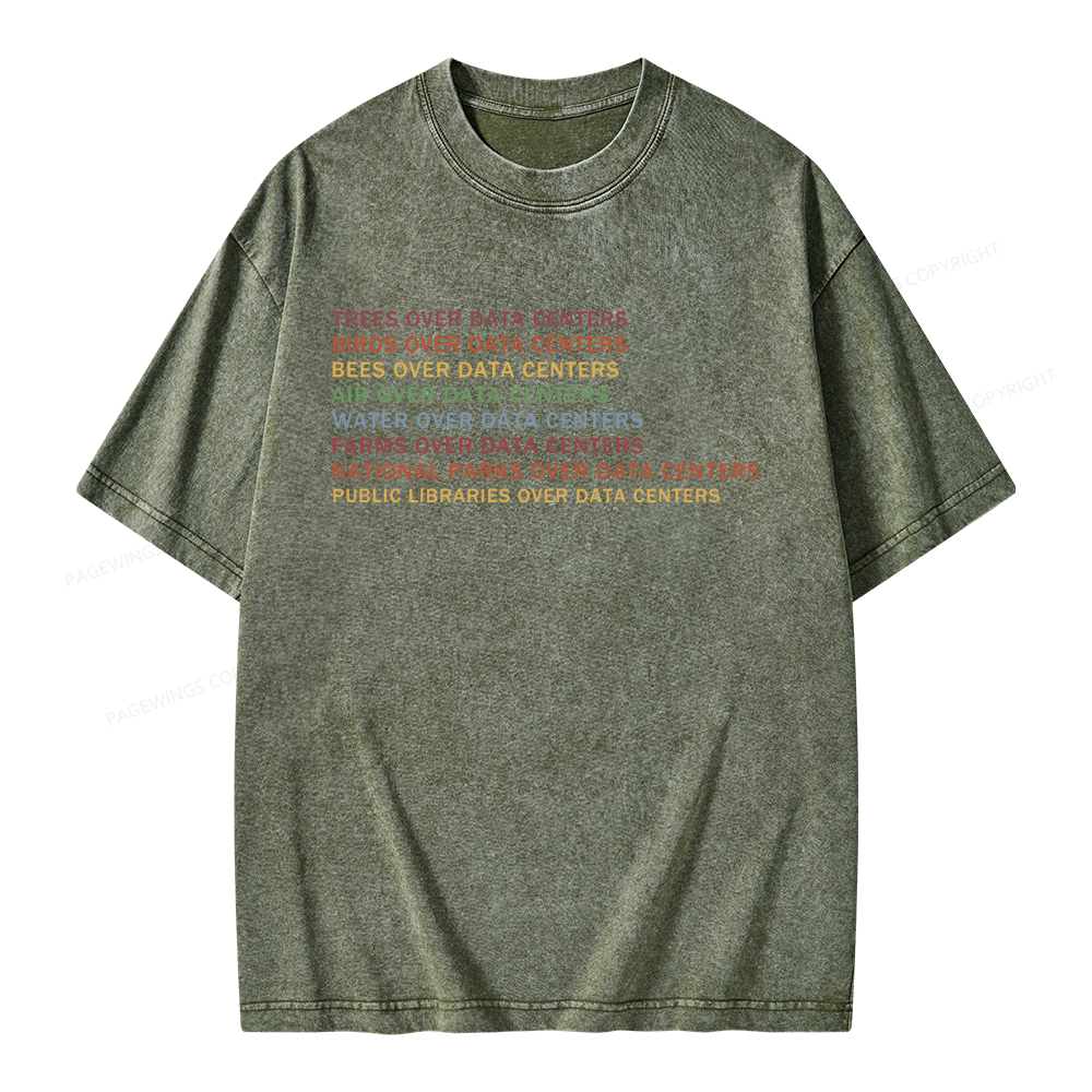 Pagewings Nature Over Data Centers Unisex Washed T-shirt