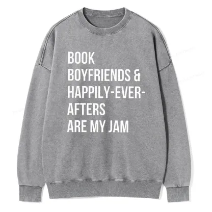 Pagewing Boyfriends & Book Are My Jam Unisex Washed Sweatshirt