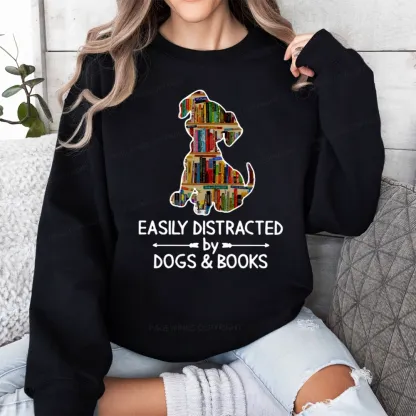 Pagewings Easily Distracted By Dogs And Books Unisex Classic Sweatshirt