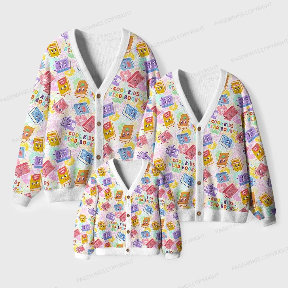 Pagewings Cool Kids Read Books Unisex Ugly Cardigan Sweaters