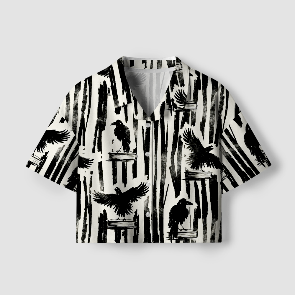 Pagewings Reading Crow Women's Camp Shirt