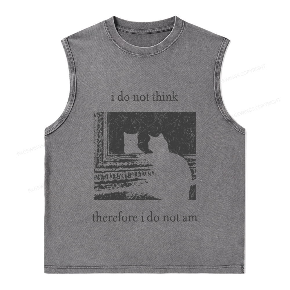 Pagewings I Do Not Think Therefore I Do Not Am Unisex Washed Tank Top